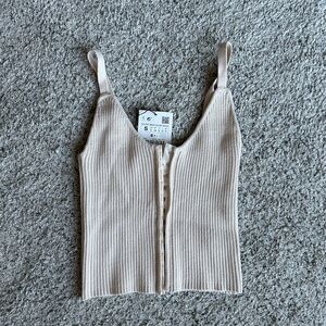 NWT Zara Front Clasp Sweater Tank - Cream - Size xs